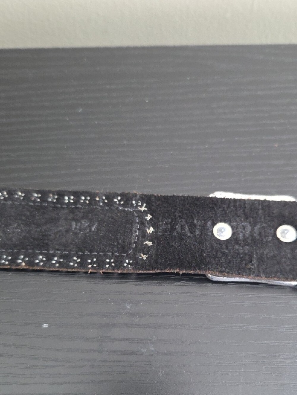 Leather Rock Vintage Leather Belt With  Silver Floral Buckle - Picture 3 of 7